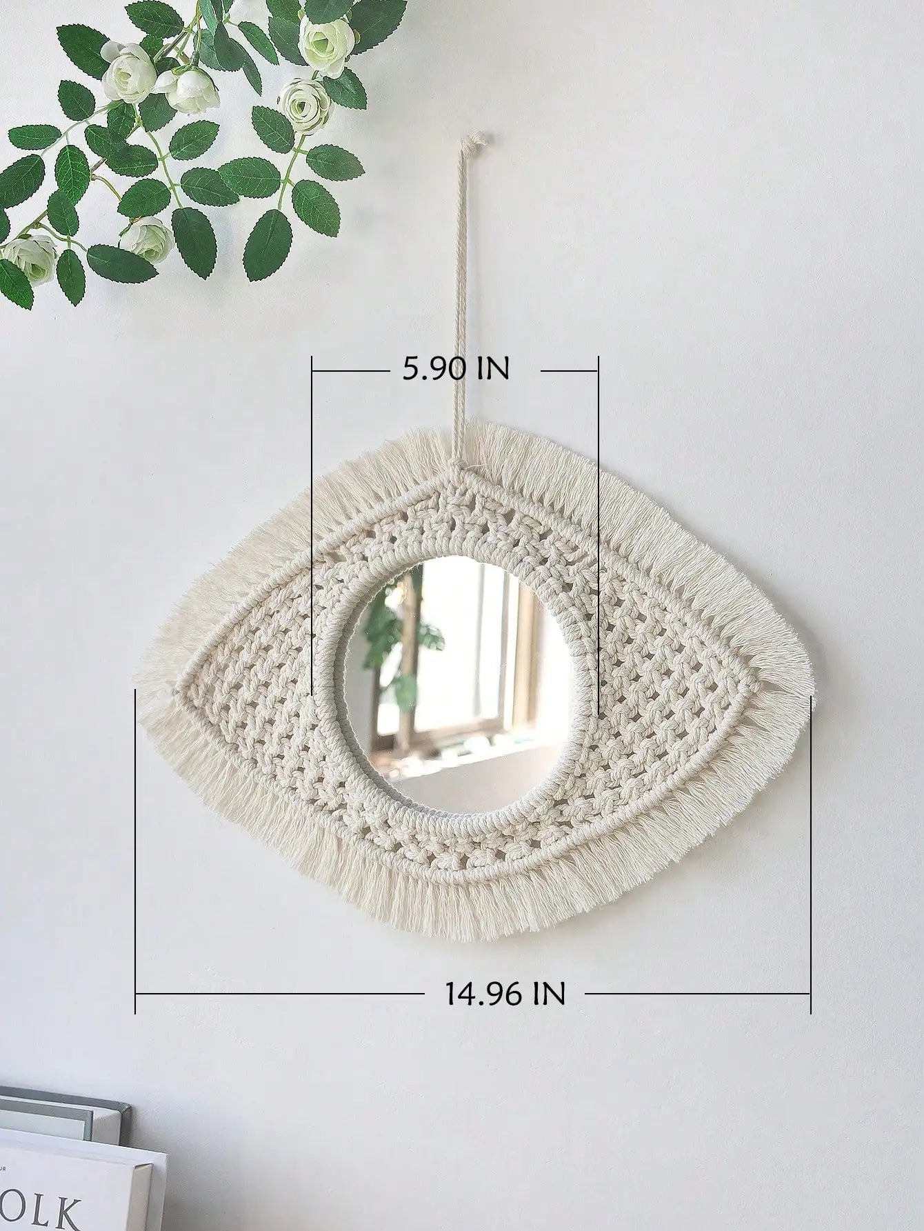 miroir décoratif boho en macramé pour décoration murale artisanale - vue 9 sur 13