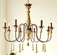lustre industriel en résine antique avec bougeoirs à led