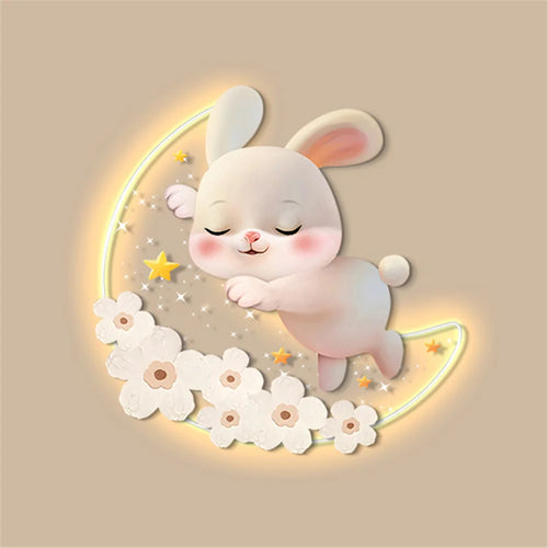 applique murale lapin aux fraises pour chambre d'enfant décorative