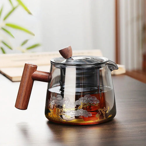 Théière gaiwan en verre résistant chaleur infusion puer