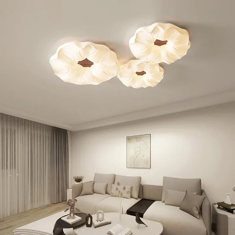 lustre led moderne avec moule fleurs en style nordique loft - vue 5 sur 11