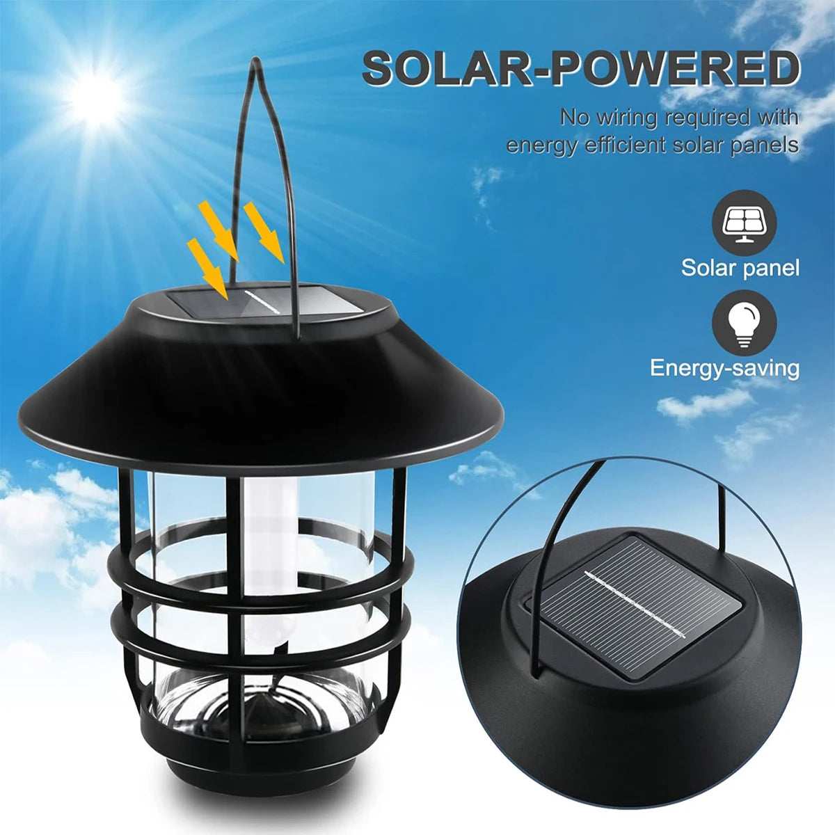 lanterne solaire sans fil étanche à suspendre pour jardin - vue 6 sur 7