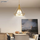 lampe suspendue style nordique triangle en métal 1/3 têtes abajur