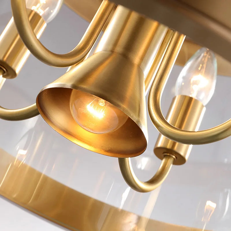 Lustre moderne cuivre style européen verre doré luxe intérieur suspension pour salle à manger salon hôtel allée - vue 7 sur 7