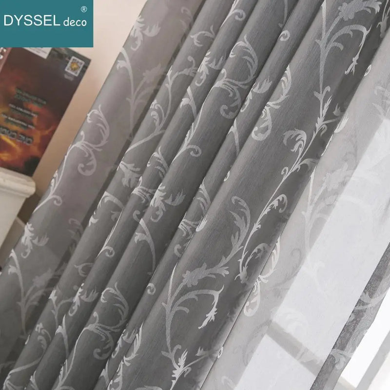 Voilage jacquard floral géométrique style rétro pour salon