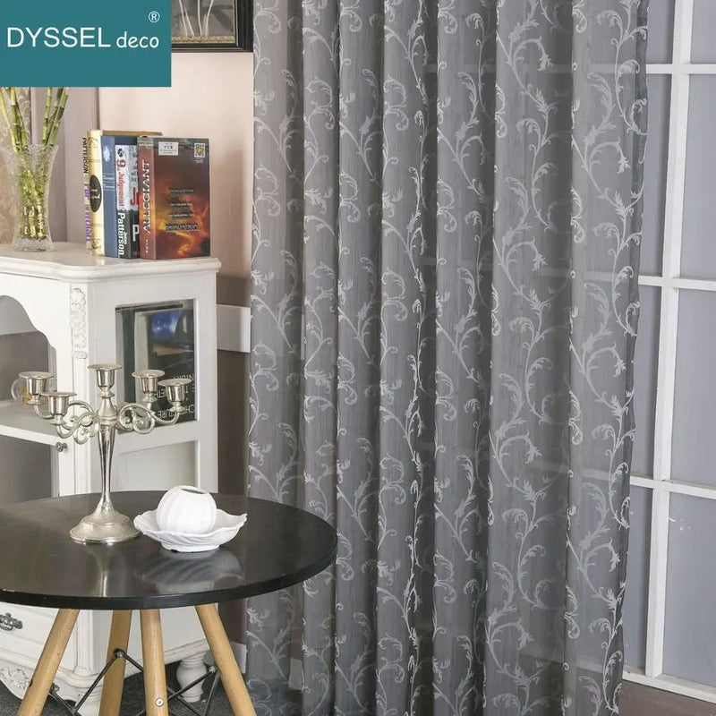 Voilage jacquard floral géométrique style rétro pour salon