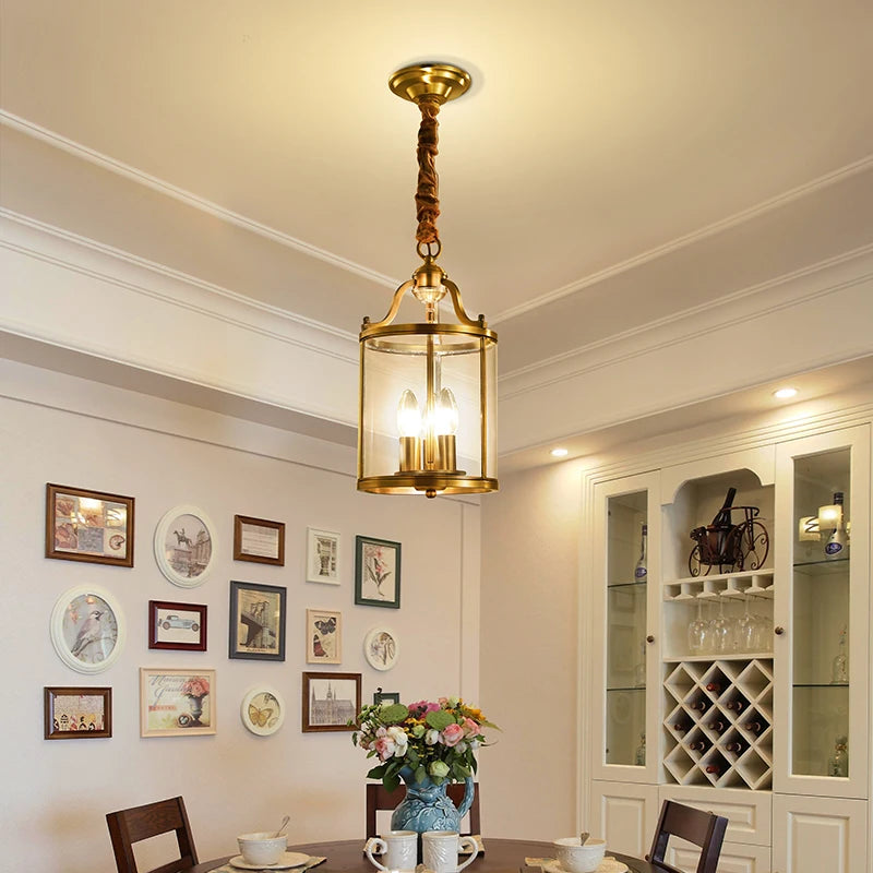 Lustre moderne cuivre style européen verre doré luxe intérieur suspension pour salle à manger salon hôtel allée - vue 4 sur 7