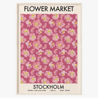 affiche fleurs peinture toile art abstrait style nordique décoration murale