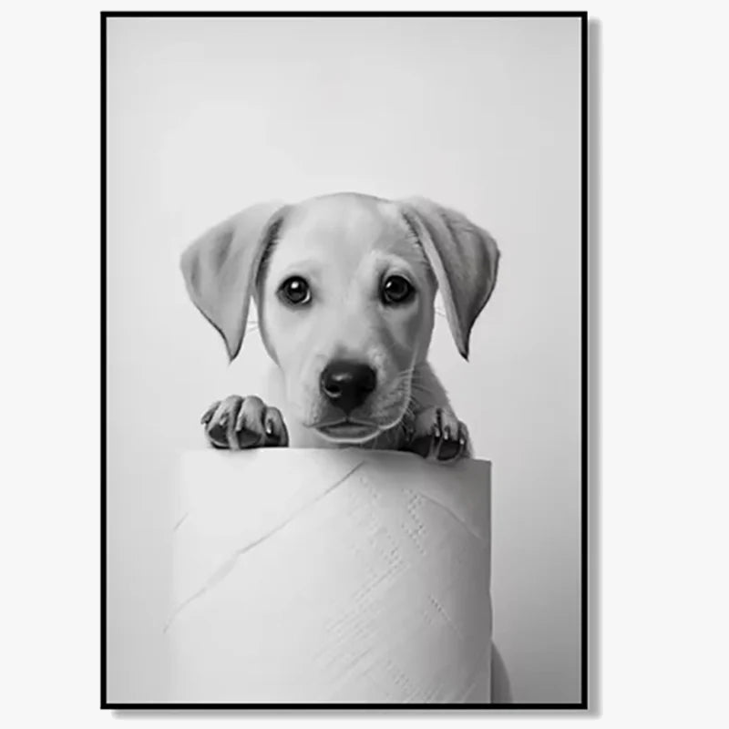 affiches d'art noir et blanc animaux mignons décoration murale