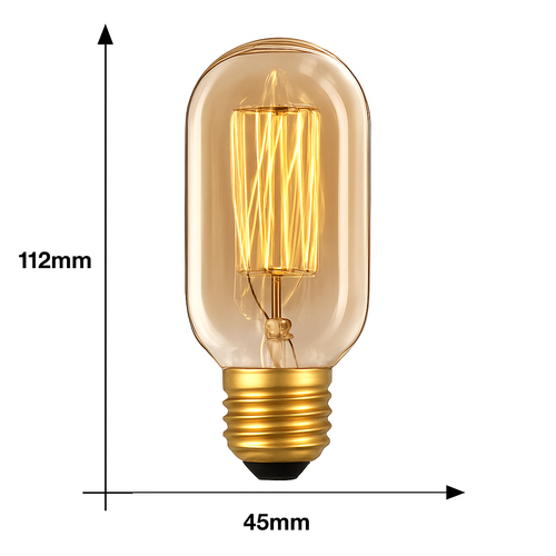 Ampoule gros tube à incandescence filament vintage 40W Edison