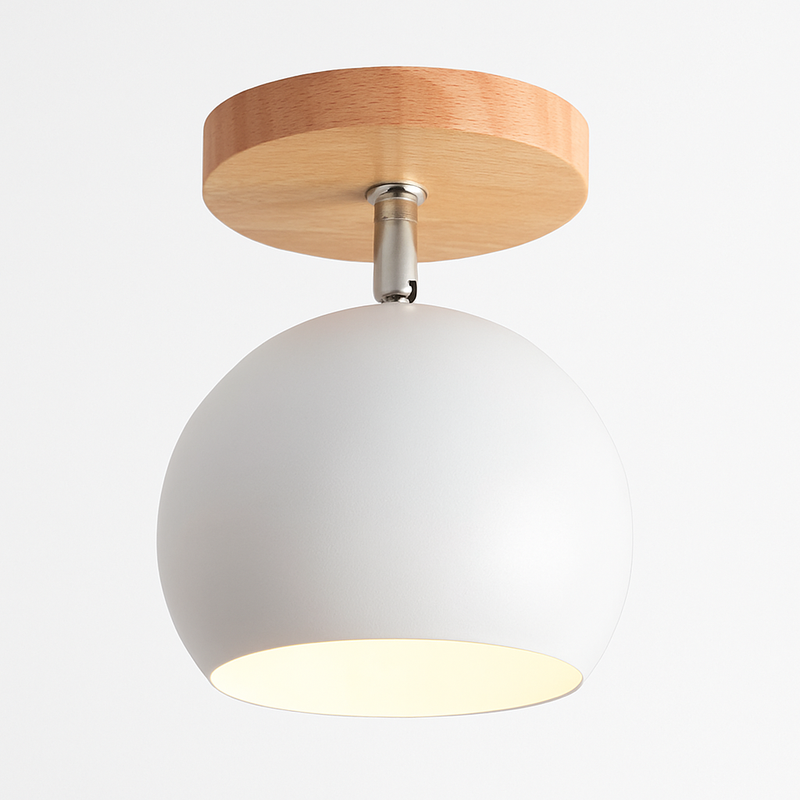 Applique LED en bois et boule en métal de couleur ajustable