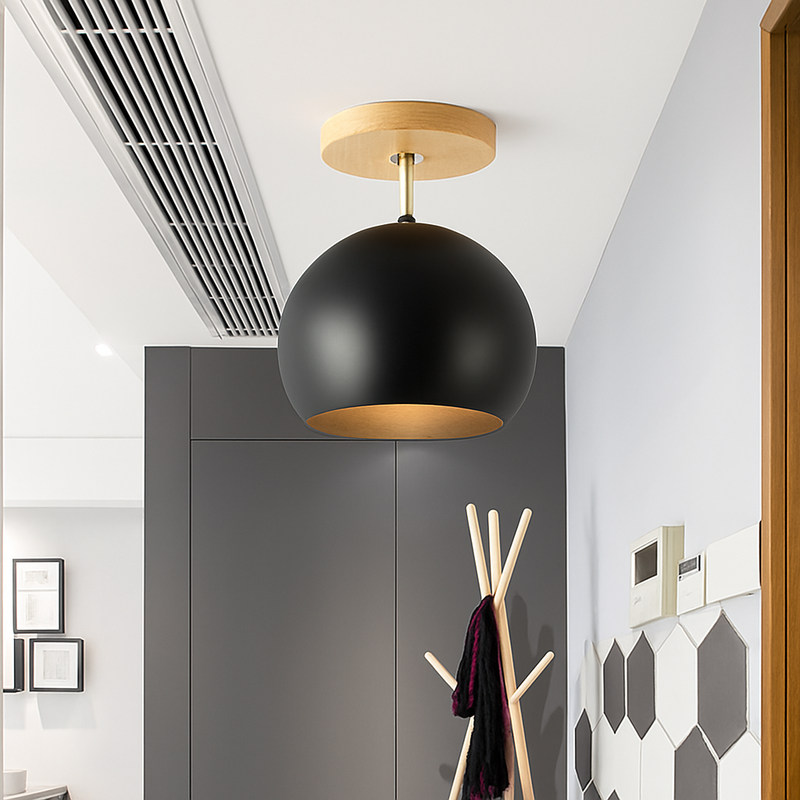 Applique LED en bois et boule en métal de couleur ajustable