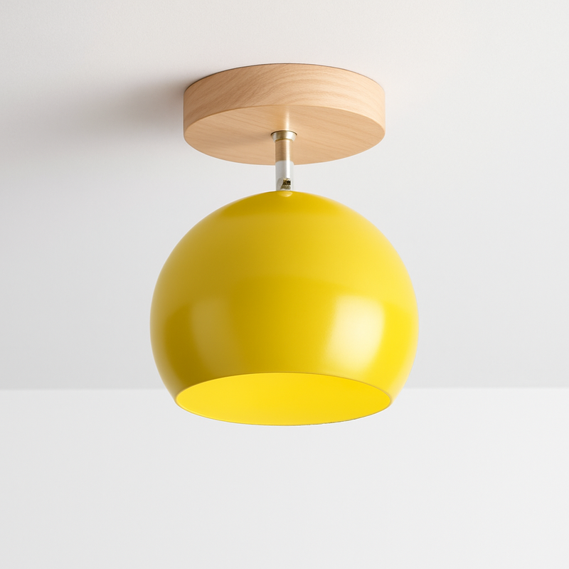 Applique LED en bois et boule en métal de couleur ajustable