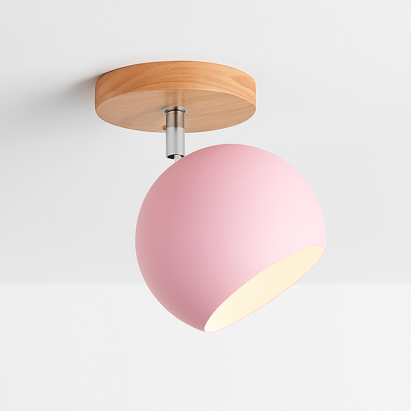Applique LED en bois et boule en métal de couleur ajustable