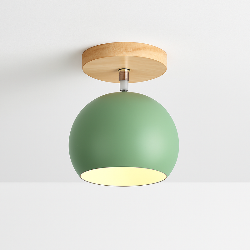 Applique LED en bois et boule en métal de couleur ajustable