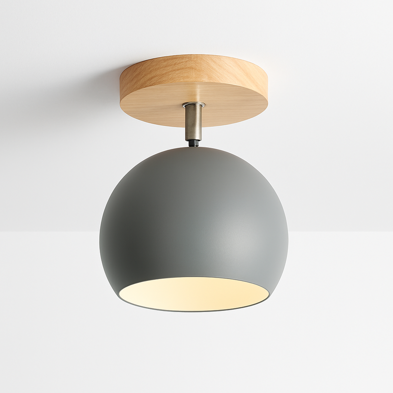 Applique LED en bois et boule en métal de couleur ajustable