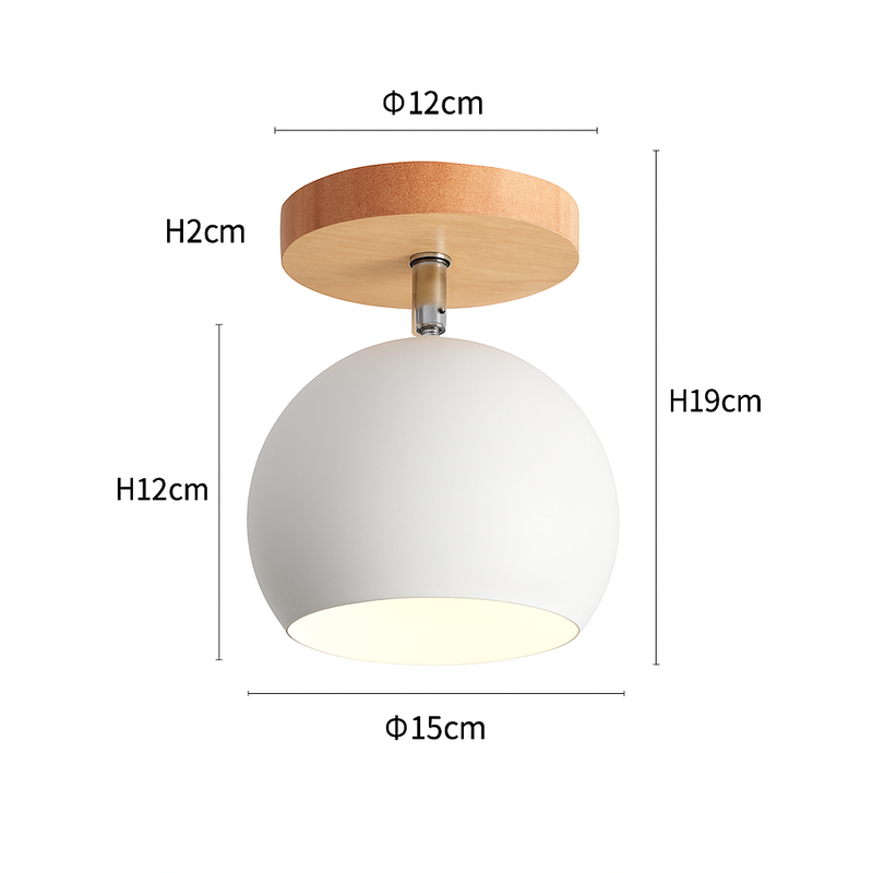 Applique LED en bois et boule en métal de couleur ajustable