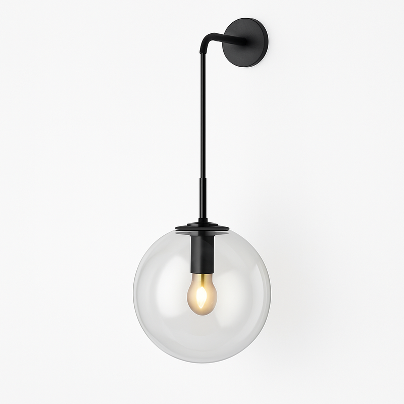 Applique murale avec boule de verre suspendue