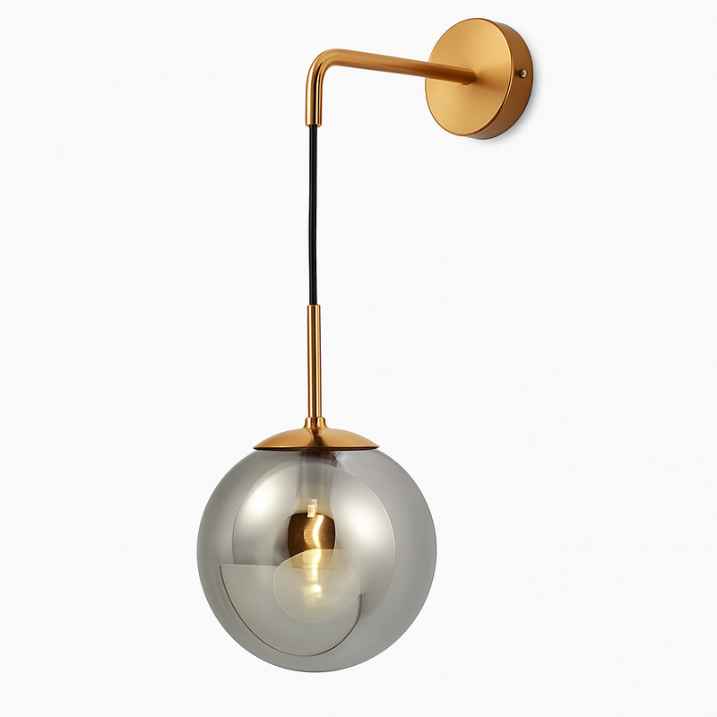 Applique murale avec boule de verre suspendue