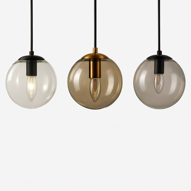 Applique murale avec boule de verre suspendue