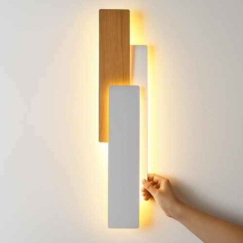 Applique murale bois noyer télécommandée