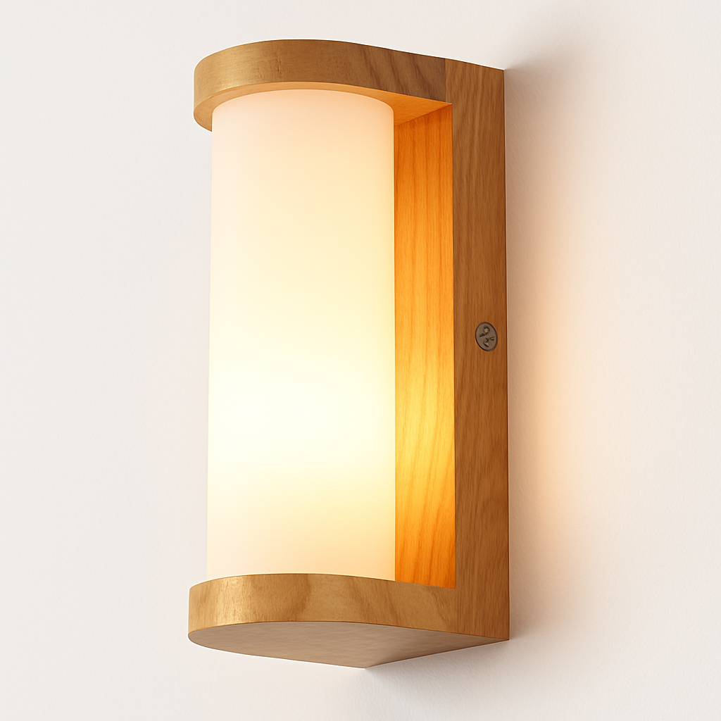 Applique murale bois verre LED nordique chevet maison intérieur - vue 6 sur 20