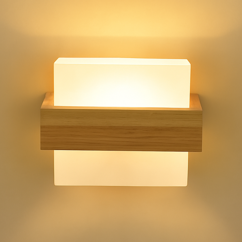 Applique murale bois verre LED nordique chevet maison intérieur