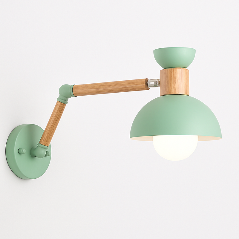 Applique murale bras articulé à LED en métal et bois