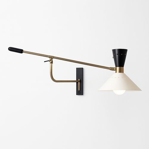 applique murale à bras long réglable en métal montage en surface