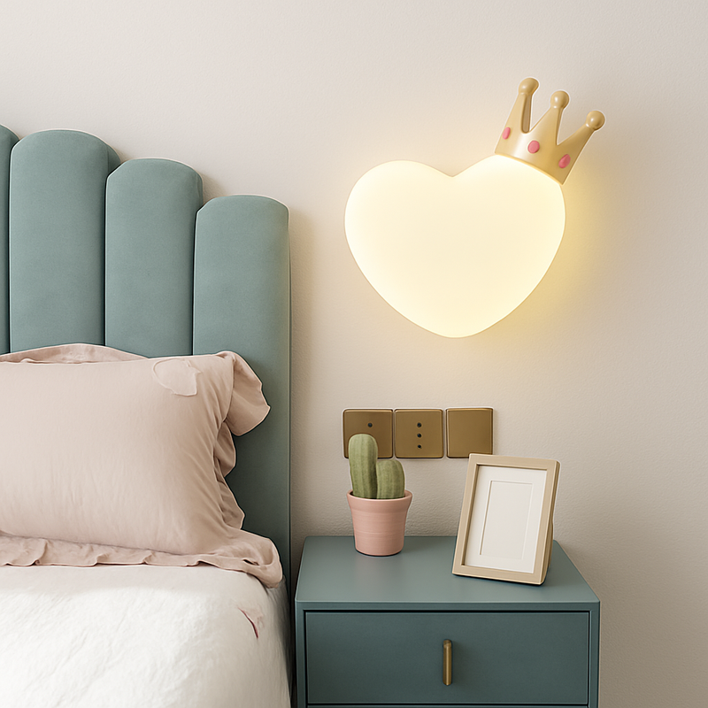 applique murale créatives pour enfants en forme de couronne et cœur