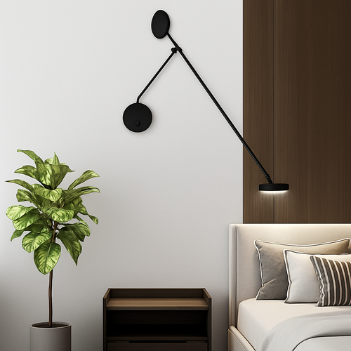 applique murale design avec bras pivotant réglable et poteau flexible