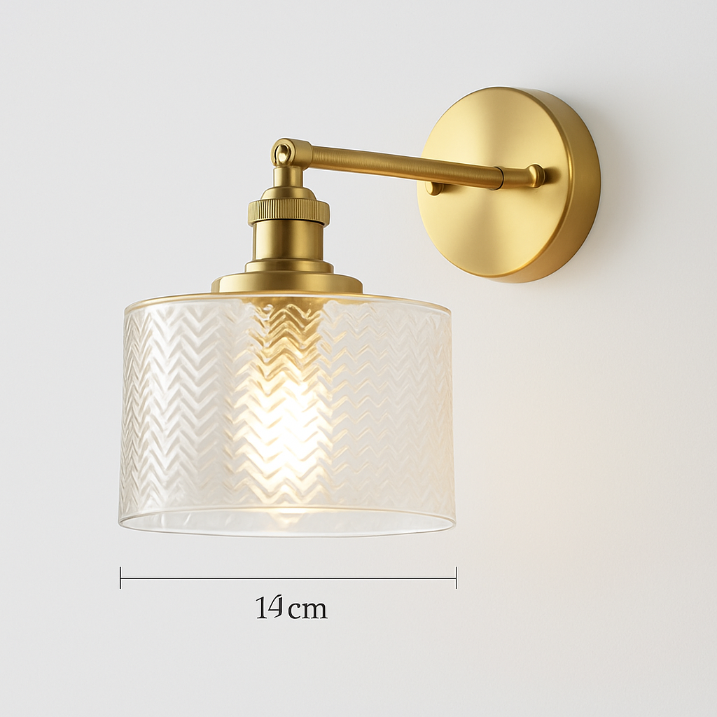 Applique murale design à LED dorée et abat-jour en verre rétro - vue 7 sur 8