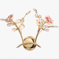 applique murale dorée en cristal et céramique à fleurs de luxe