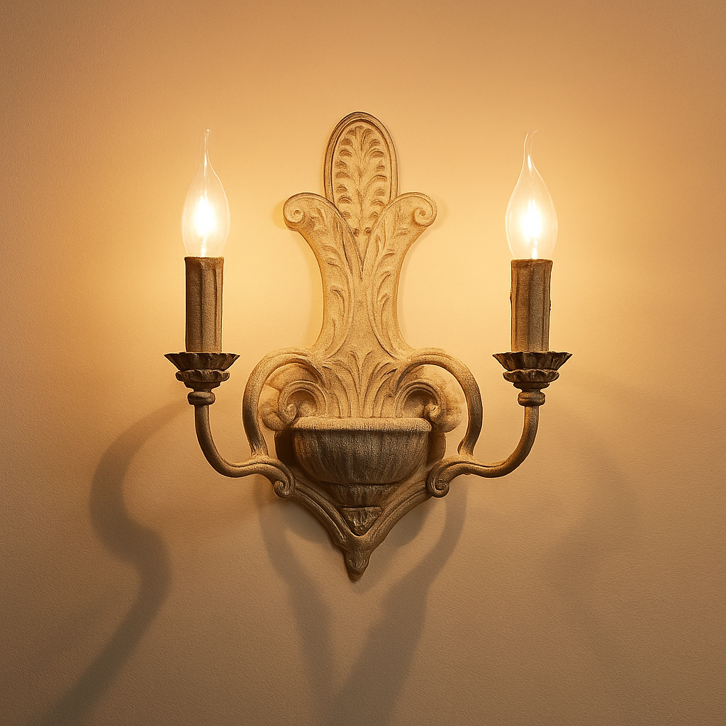 Applique murale à double tête en fer antique style français - vue 3 sur 6