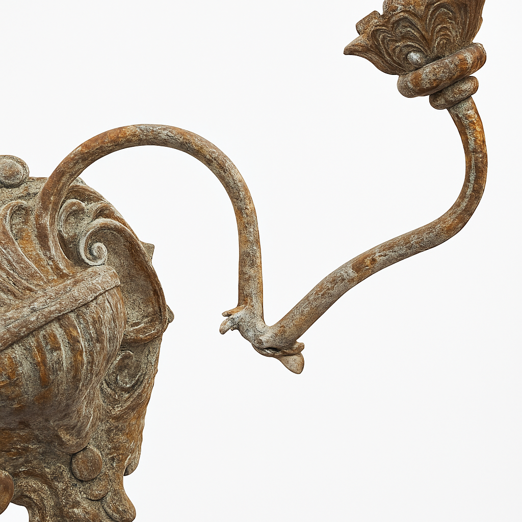 Applique murale à double tête en fer antique style français - vue 5 sur 6