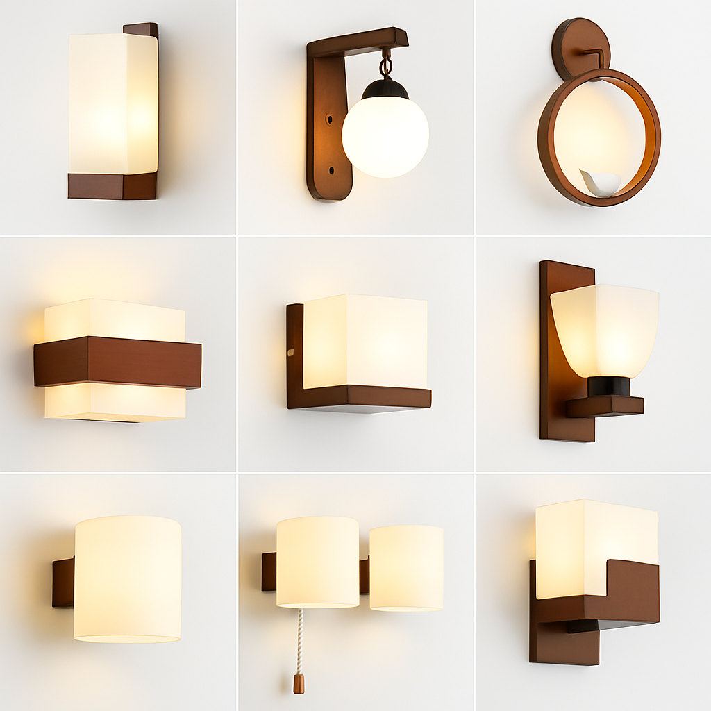 applique murale en bois avec ampoule led pour intérieur - vue 2 sur 12