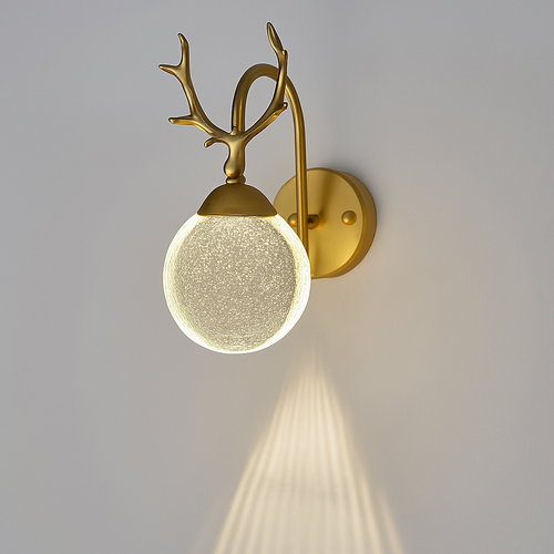 applique murale en bois de cerf abat-jour en cristal de luxe pour villa