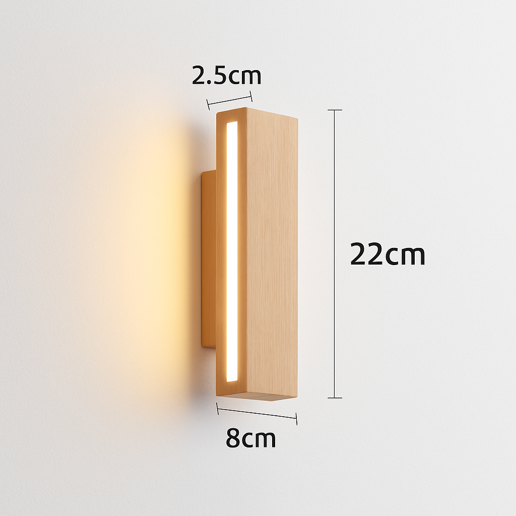 applique murale en bois massif avec éclairage rotatif design naturel - vue 7 sur 9