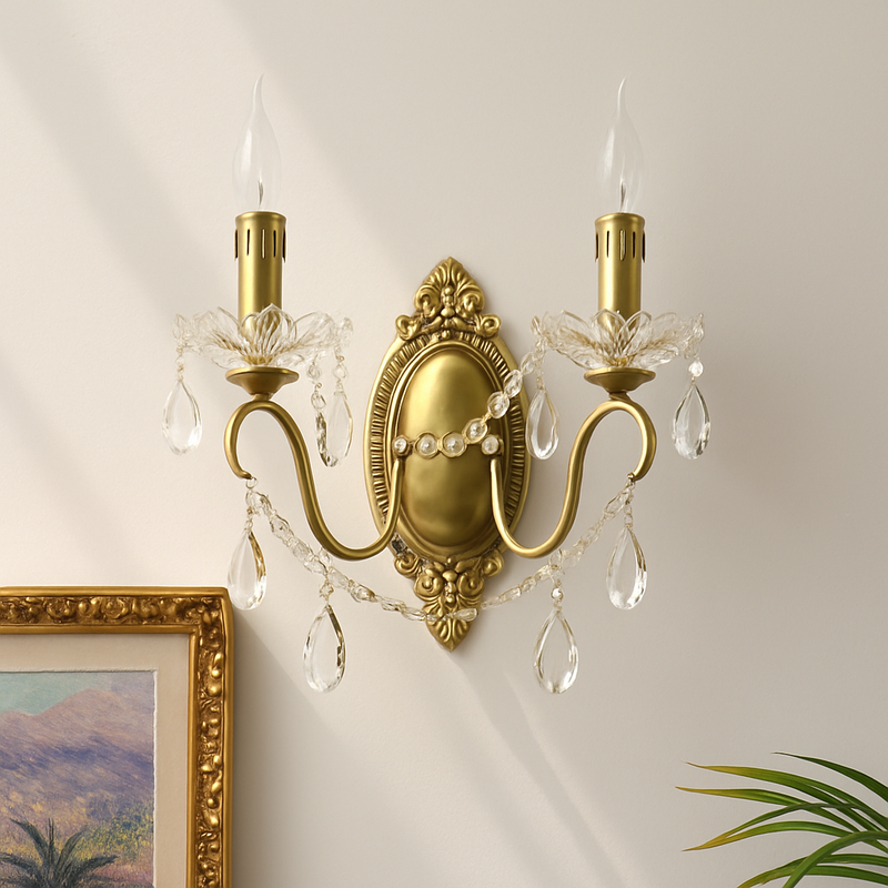 applique murale en cristal rétro en cuivre élégante et raffinée