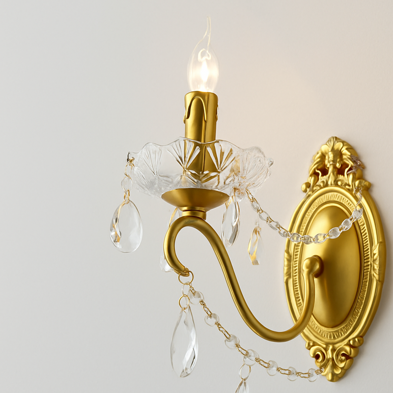 applique murale en cristal rétro en cuivre élégante et raffinée