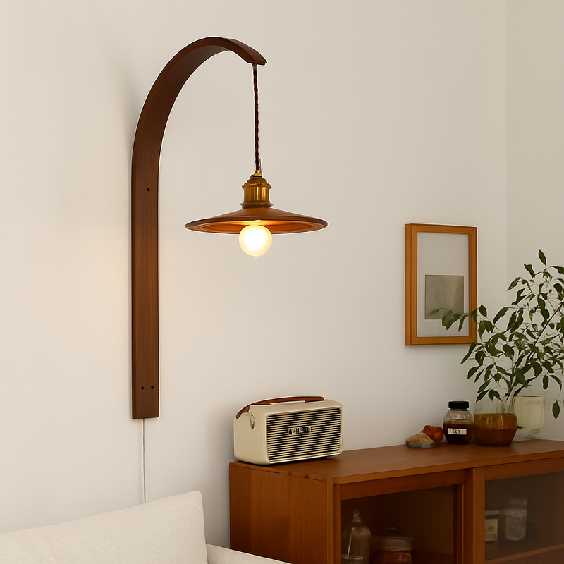 applique murale japonaise en bois vintage rétro abat-jour en céramique