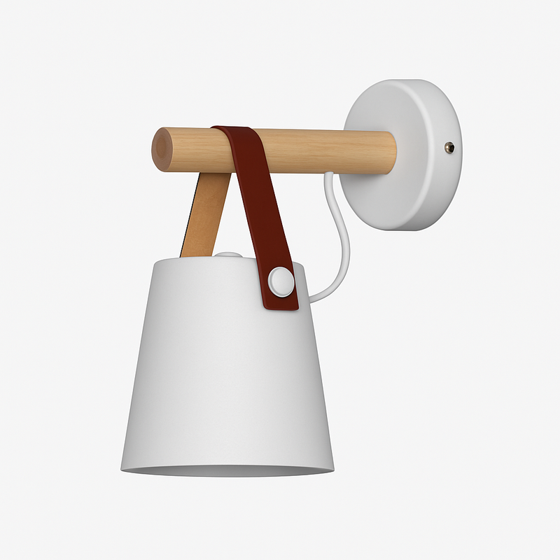 Applique murale LED en bois avec abat-jour suspendu