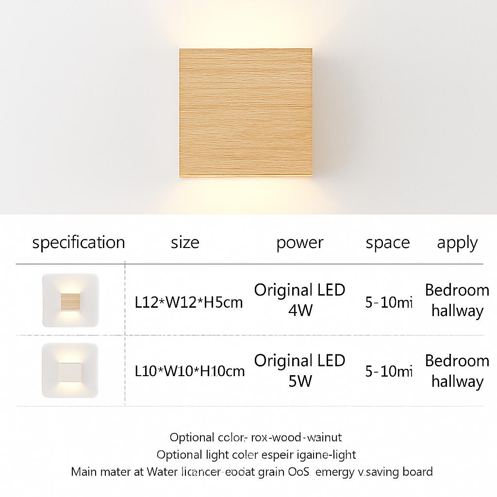 Applique murale Led en bois de couleur nordique - vue 5 sur 10