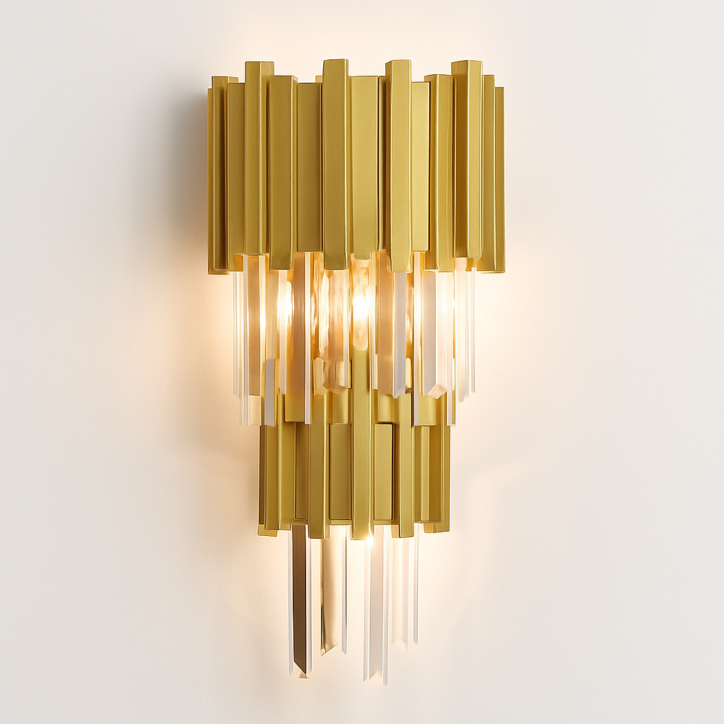 applique murale led en cristal doré design moderne pour décoration intérieure - vue 6 sur 9
