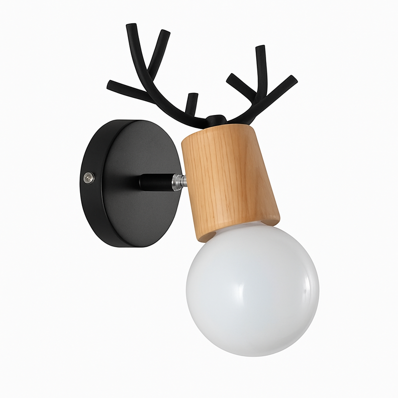 Applique murale LED en forme de cerf en bois Novelty