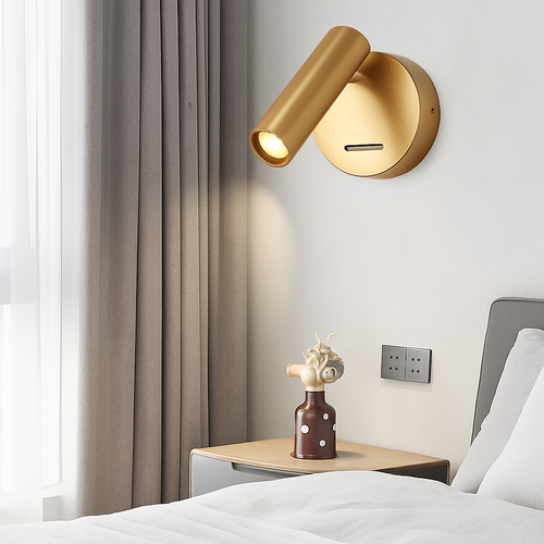 applique murale led en laiton avec interrupteur pour éclairage intérieur