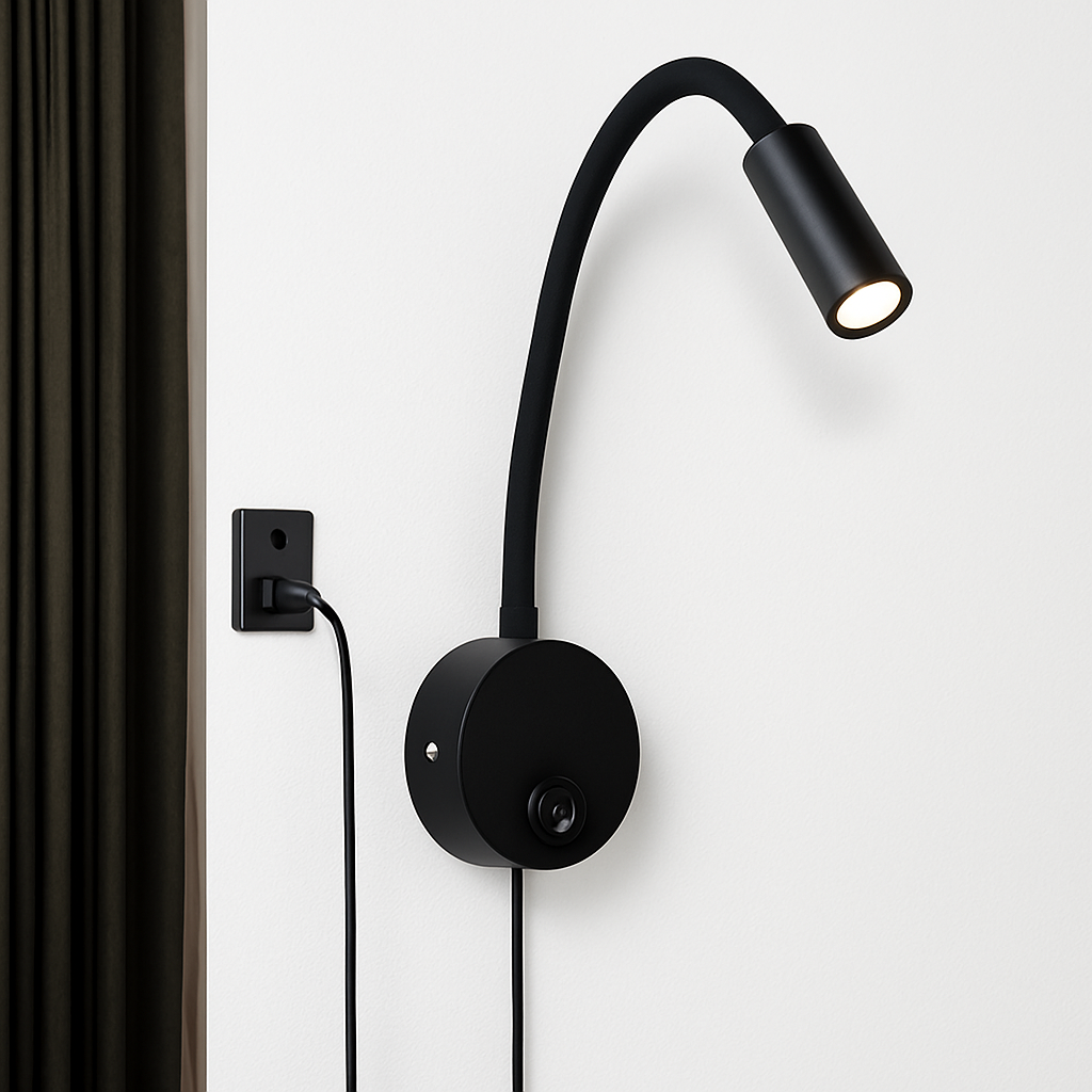 applique murale led flexible à col de cygne avec cordon de prise - vue 4 sur 12