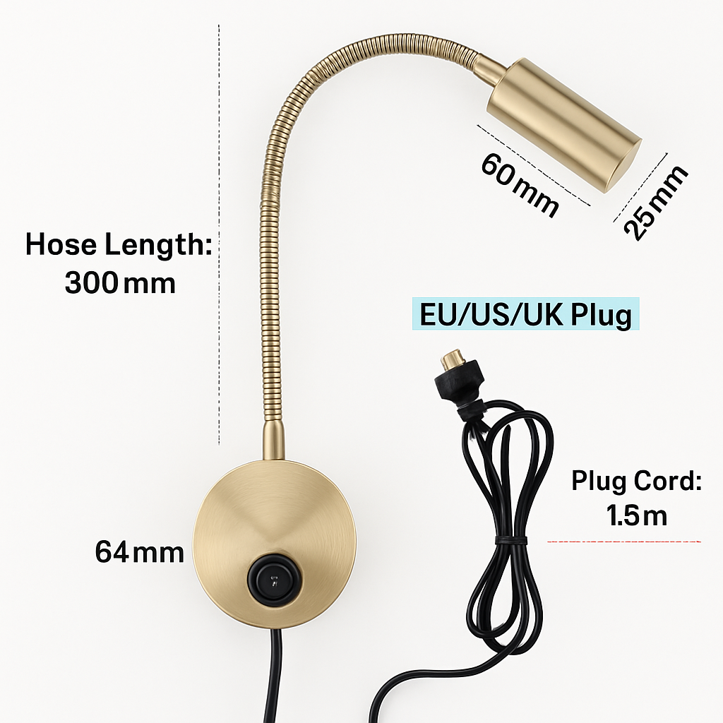 applique murale led flexible à col de cygne avec cordon de prise - vue 5 sur 12