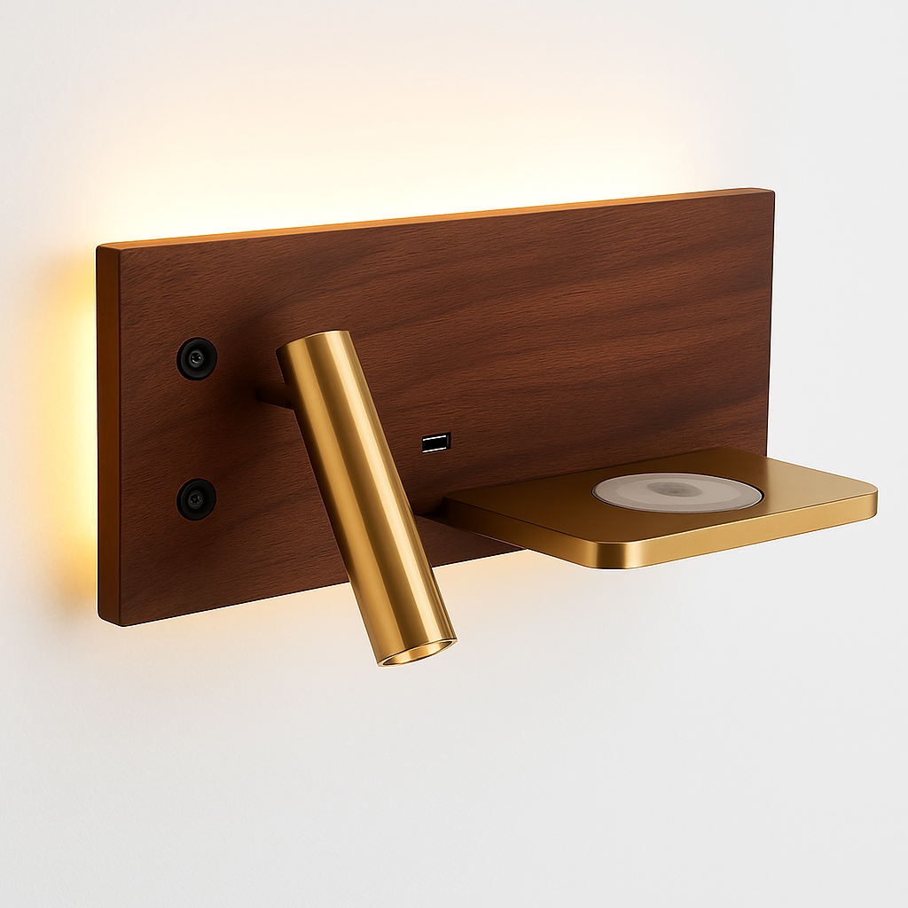 applique murale led moderne avec chargeur sans fil et rétro-éclairage usb - vue 2 sur 17