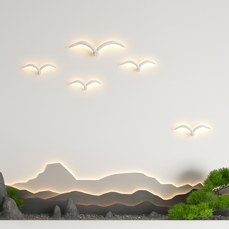 applique murale led modernes en forme de mouette en acrylique